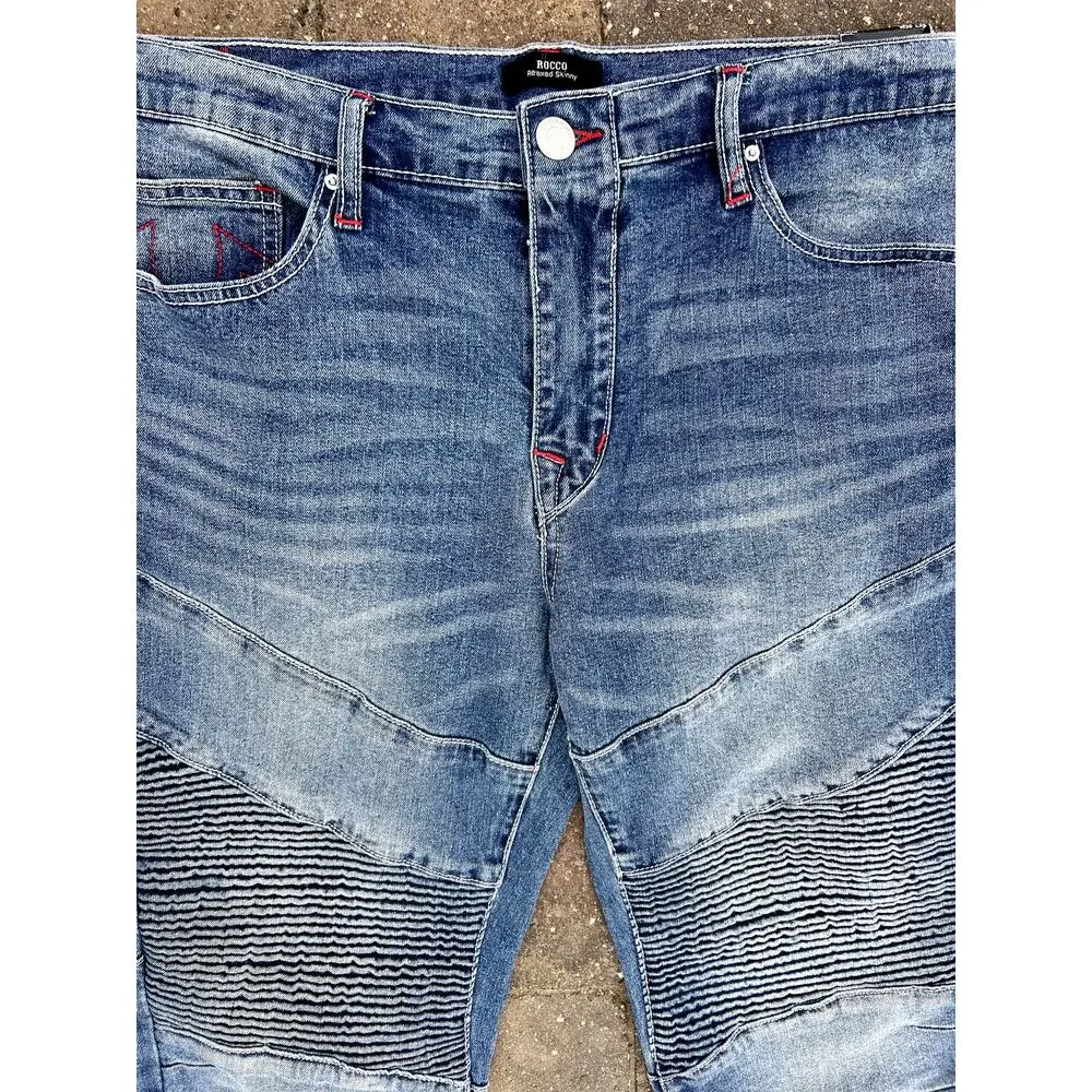 NWT Men's True Religion Rocco Moto relaxed skinny jeans size 36x32 - Picture 3 of 6